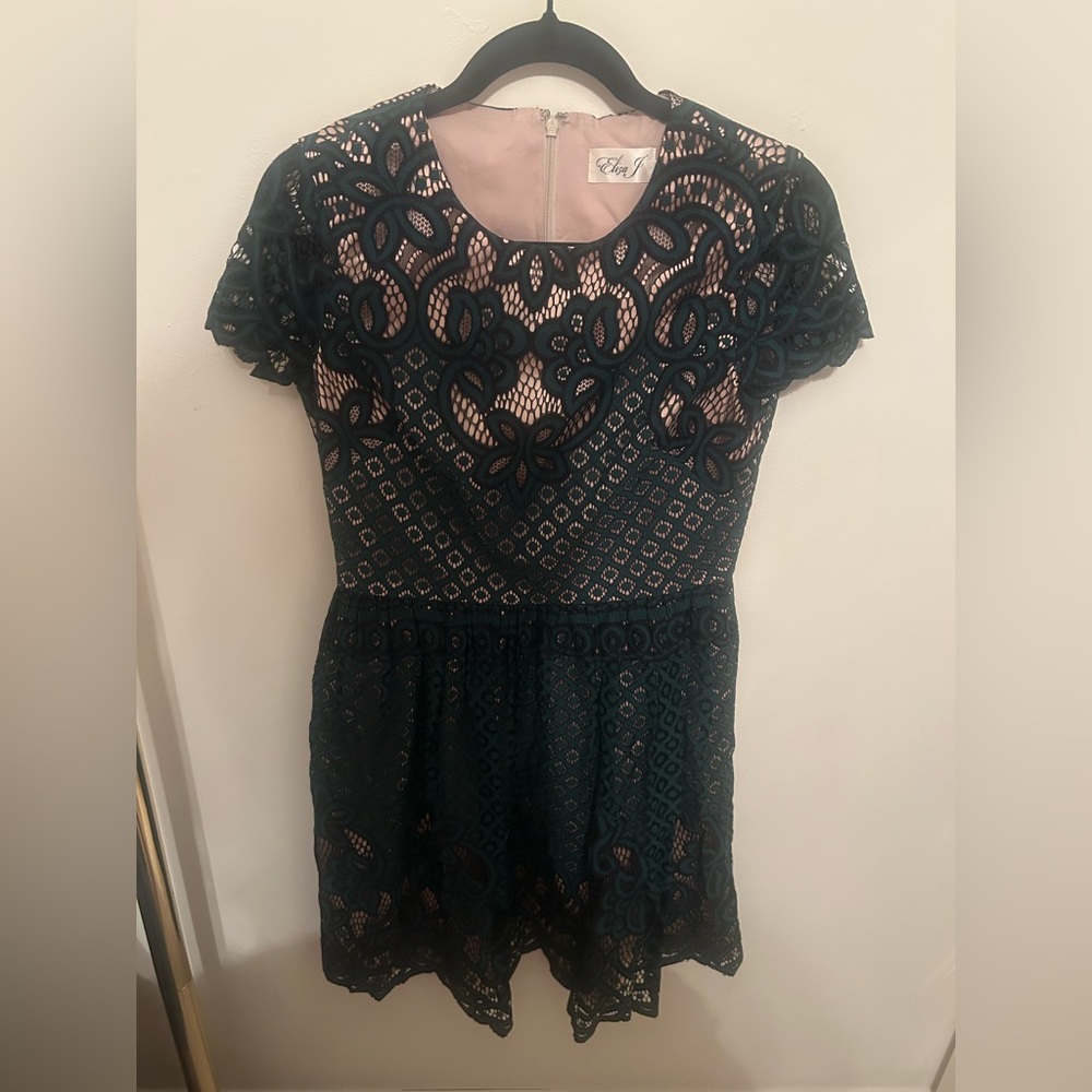Eliza J Black Lace Peplum Midi Dress